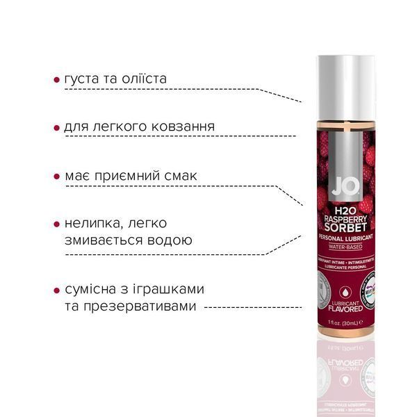 Лубрикант на водній основі System JO H2O &mdash; Raspberry Sorbet без цукру, рослинний гліцерин ON0215 фото