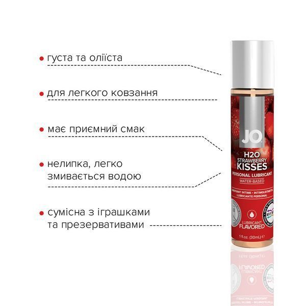 Лубрикант на водній основі System JO H2O &mdash; Strawberry Kiss без цукру, рослинний гліцерин ON0216 фото